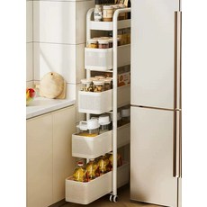 세탁실틈새장 세탁기옆 이동식 정리함 바퀴달린 밀크화이트 3단 x 고정 15cm 폭, 밀크화이트 3단 x 풀아웃 15cm 폭