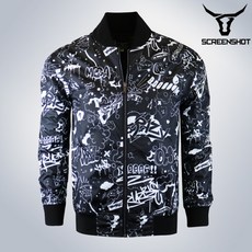 [스크린샷] S51050 / 정품 스크린샷 미국 스트릿 브랜드 /크래이지 카툰 블랙 바머 자켓 / 오버핏 빅사이즈 S~3XL