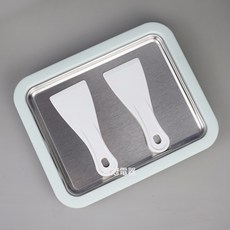 家用炒酸奶機夏日迷你炒冰機小型兒童冰淇淋機不鏽鋼炒冰盤, 1個, 1L, 綠色大號不鏽鋼盤-尺寸26*21*3.2cm:如圖