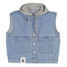 VIVA STAR 可拆卸兜帽藍色背心牛仔嬰兒兒童少年