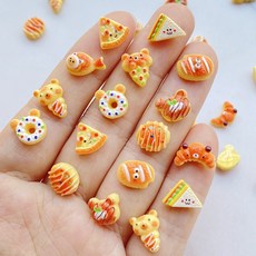 50pcs 귀여운 수지 미니 아날로그 빵 도넛 피자 네일 장식품 - 클립북과 보석 공예품 DIY 핸드폰 케이스 제작, Mixed, 50개, 혼돈