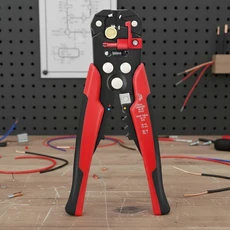 3in 1 정밀 공구 자가 조절식 와이어 스트리퍼 (AWG 10-22 솔리드 손쉬운 피복 제거 절단 및 크림핑, 01 red