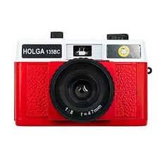 Holga 135BC 빨간색과 흰색 35mm 카메라., 1개