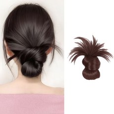 제나온 여성 클립형 집게핀 내츄럴 로우번 부분가발 패션가발, 사이즈:FREE, 브라운, 1개