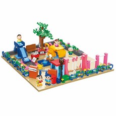 QMAN 啟蒙積木 蠟筆小新 公園 積木玩具, 1個, Multicolor