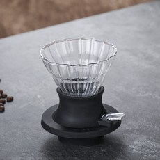해피유통 핸드드립 커피 필터컵 투명 유리 드립퍼 가정용 사무실용 쉽게 사용 가능한 커피 필터, 스마트 컵 + 소형 직선 필터 컵