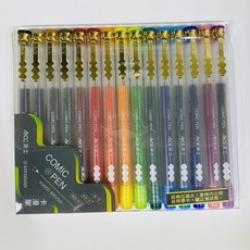 英士 CT-100 卡漫筆 (15色套裝組) - 色彩鮮明、筆觸流暢、安全無毒, 1個, 銀色筆夾