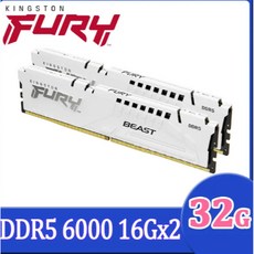 Kingston 金士頓 FURY Beast 獸獵者 DDR5 6000 32GB (16GBx2) 白色 CL30, 1個
