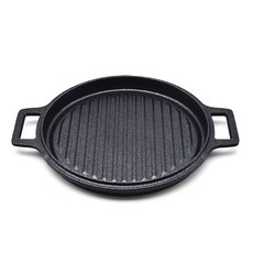 키친아트 라운드 그릴팬_소형 불판 구이팬 고기 업소용 삼겹살 캠핑 그리들 + 전용파우치, 본상품선택, 23cm, 1개