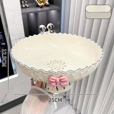 과일 접시 디저트 다용도 채반 다과 서빙 간식 북유럽, 1개, 화이트 리본 포함 B
