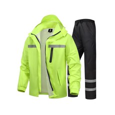 남성용 레인 수트 높은 가시성 반사 작업용 재킷 팬츠 모든 스포츠 농장 낚시 오토바이용 Hi-vis 블랙/그린 149512, X-Large, 하이비스 그린