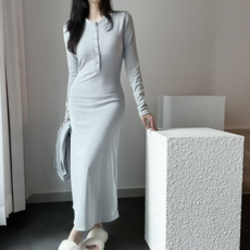 버터리 골지 롱 원피스 꾸안꾸 A라인 슬림핏