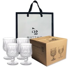 메이투 집들이 선물용 감성 맥주잔 4p + 쇼핑백 180ml, 1개