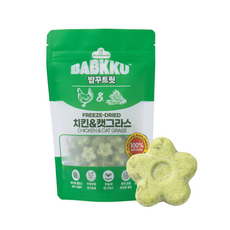 팡드미 밥꾸 트릿 치킨 & 캣그라스 캣글라스 꽃 모양 고양이 강아지 동결건조 유산균 간식 30g, 1개, 치킨&캣그라스