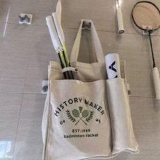 스포츠 라켓 가방 크로스 숄더백 운반 배드민턴 라켓 가방 수납 테니스 가벼운 데일리 캔버스 용품 간편, 베이지