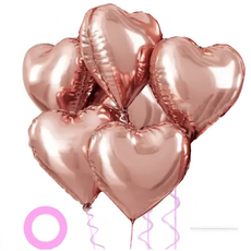 파파 파티 하트풍선 풍선끈 세트, 1세트, 로즈골드 6p