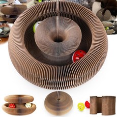 벨볼 2개와 함께하는 매직 실내 고양이 보드 스크래처 오르간 캣볼 장난감 어드벤처, Round Single Layer
