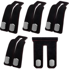 자동차용 DF 듀얼퍼브 지갑 후크 블랙 메탈 다기능 홀더 5팩 헤드레스트용 공간 절약형 안전 프리미엄 스웨이드 가방 및 시트 정리에 이상적입니다