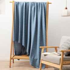 Belle Vie 日式純棉紗布小毯 毛巾被 薄被透氣四季被 膝蓋毯旅行毯 (100x150cm), 深藍