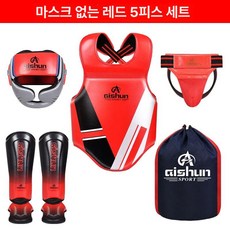 로우킥 카프킥 미트 MMA 장비 두꺼운 보호대 레그킥, 페이스가드 없음 5피스 레드, L