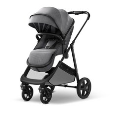 맘푸시 위즈 2 in 1 유모차 프라멧 모드 한 손 접이식 신생아부터 리버서블 시트와 대형 UP, Grey, Stroller