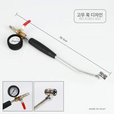 자동차 차량용 주입 펌프 압력 제품 공기압 공기주입기 타이어 측정용 도구 대형 공기 공구세트 트럭, 3.고무슬리브 바브 듀얼+압력계