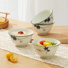 復古花語陶瓷碗盤餐具禮盒組，高顔值家用裝飾, 1個, 花語餐具-4個小碗