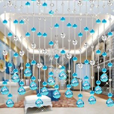 구슬발 아이방커튼 주방 크리스탈 줄커튼 비즈 가림막, 1개, U. 크리스탈 남색 전체 착용 꼬임 방지