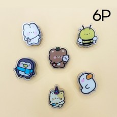 부끄 동물친구들 아크릴 집게 6p 서류 정리 간호사용품, 부끄 동물친구들 6p
