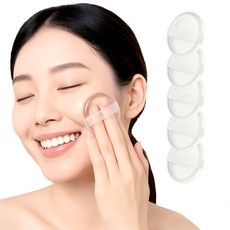 깔끔더하기 메이크업 실리콘 퍼프 화장용 투명 파우더, 5개, 투명 실리콘