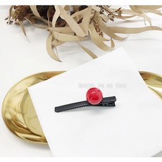 오아브로드 포인트 컬러 핀 블랙 볼 여성 머리핀 헤어핀, A. 컬러 콩 꽥꽥이 클립레드