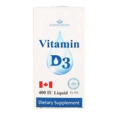 convince 維生素D3滴劑 400IU 液體 15毫升 (365份) 加拿大原裝進口, 1盒, 15ml