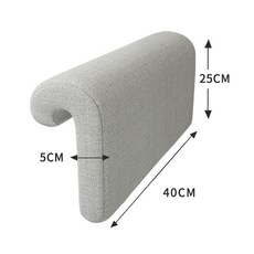 기숙사 침대 헤드 쿠션 이층 침대용 베개 싱글 침대용 등받이 쿠션 상층 침대용 등받이 패드, 40*25*5, 미세 린넨-연회색[곡선형-일반형]