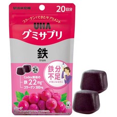 UHA 鐵質補充軟糖 葡萄口味 20日份, 1套, 40顆