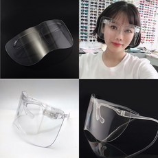1P/2P 스타일 페이스 쉴드 얼굴 가리개 안면 보호 실드 가드 위생 마스크 흠뻑쇼 워터밤 선글라스 고글, 1세트, 투명