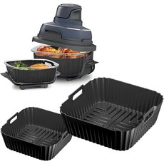 닌자 크리스피 FN101GY 에어프라이어 실리콘 라이너용 2개 논스틱 유리 액세서리 4개의 QT 용기 및 6개의 컵 FN101ST FN101SG FN101CGY 재사용 가능 교체