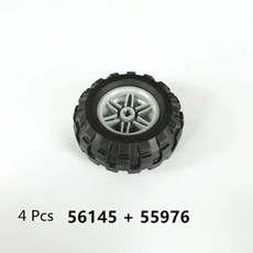 빌딩 블록 휠 핀 구멍 타이어용, 2. 4 Pcs with 55976, 1개