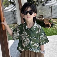 꼬꼬몽 야자수 하와이안 여름 반팔 셔츠 바캉스 휴양지 아동 유아복