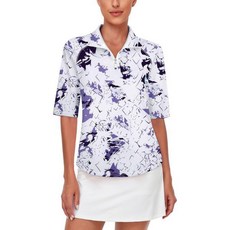 미슐라 여성 골프 셔츠 퀵 드라이 하프 슬리브 쿼터 집 폴로 운동 테니스 M-3XL 1위 달성, X-대형, 화이트 퍼플