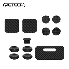 PGTECH Steam Controller 保護套裝 碳纖維貼紙與矽膠搖桿帽, 黑色, 1套, PGTECH Steam手把貼紙套裝 GP-828
