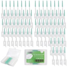 YERSUO 300 PCS 소프트 치실 픽 치아 사이 실리콘 치실 청소용 일회용 청소 도구 녹색 색상, Green_300 Count (Pack of 1), 1개