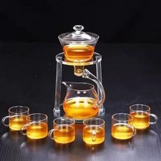 차 도구 우려내는 기계 세트 홍차 주전자 차내리는도구, 1개, 1L, 라운드 컬럼 화이트 + 6컵