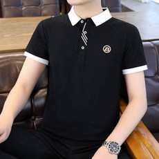 男士夏季輕薄透氣純色條紋翻領短袖Polo衫休閒運動商務T恤