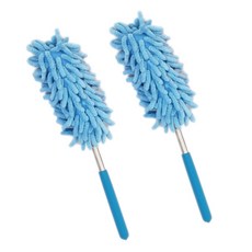 1+1 극세사 안테나 길이조절 먼지털이개 차량용 휴대용 먼지털이, 1세트, 블루+블루