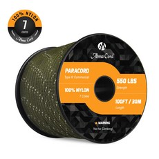 4mm 반사 코드(30m/100ft) 야외 캠핑 DIY 공예에 적합한 7가닥 III형 나일론 로프, 반사 아미 그린