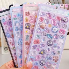 모모피 봉봉드롭 투명한 3D 스티커 올록볼록 입체 에어 다꾸 폰꾸 DIY, 1세트, 혼합색상 4종
