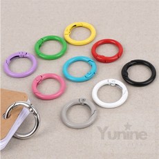 클립 핀 1P 컬러 오픈형 원형 고리링 24mm 열쇠링, 블랙
