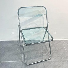 인더스트리얼 커피숍 투명 접이식 의자 세트 스테인리스 테이블, 기본구성, 1개, 보강 접이식 의자 그린