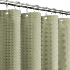 126837 GiBELL 벨e 긴 샤워 커튼 182.9 x 198.1cm(72 78인치) 톨 와플 위브 텍스처 패브릭 커튼 욕실용 발수