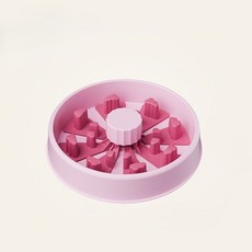 FURENDO 반려동물 슬로우식기 넘침 방지 느린급식 그릇 질식 방지 사료그릇, 1개, 핑크